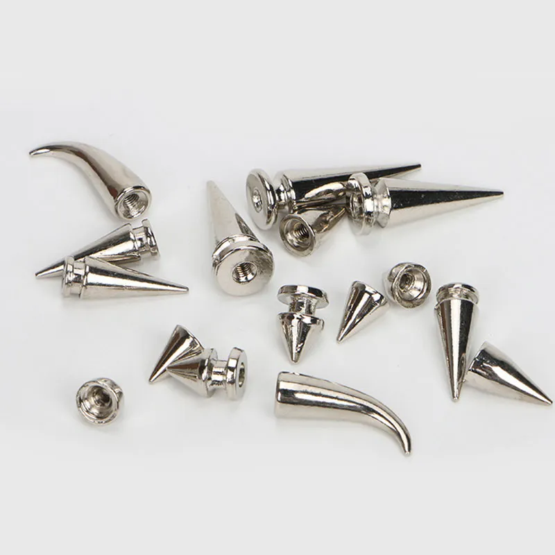 100pcs Silver Punk Cone Spike Studs 10mm – Metal Rivets For Leathercraft, Clothes, Belts