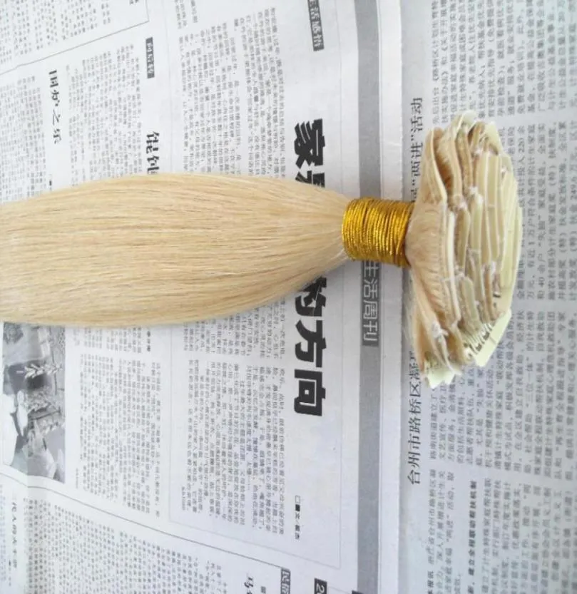 clipe de trama de cabelo da virgem humana brasileira Remy em extensões de cabelo não processadas de cor