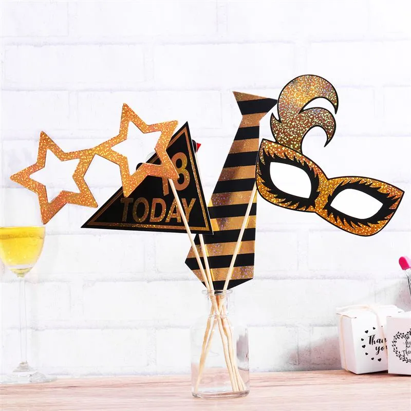 Pack Of 10 Gold Glitter 18th Birthday Centerpiece Sticks - Table Topper Number Decorations