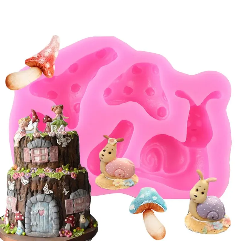 Incantato Vintage Fairy Garden Fairy Gnome Porta della casa Snail Silicone Cioccolato stampi artigianali argilloso Decorazione della torta di argilla