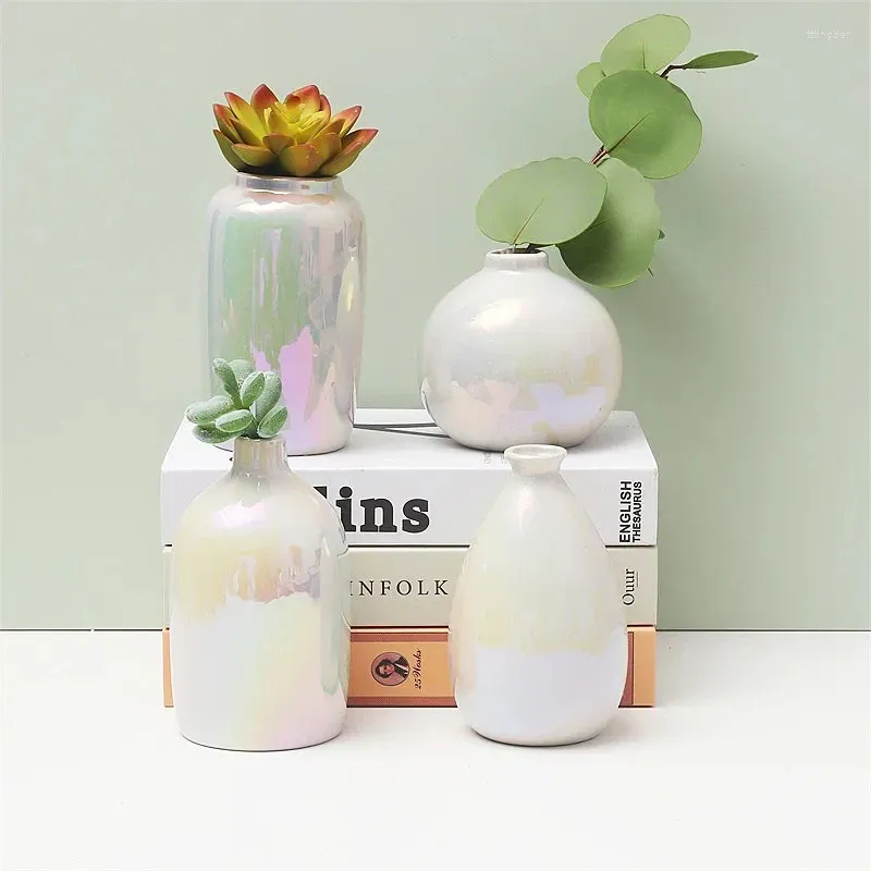 Vasi 1pc Creative Pearl Glossy White White Ceramic francese Ronom Flower Pot per le forniture per la casa decorazioni per la casa