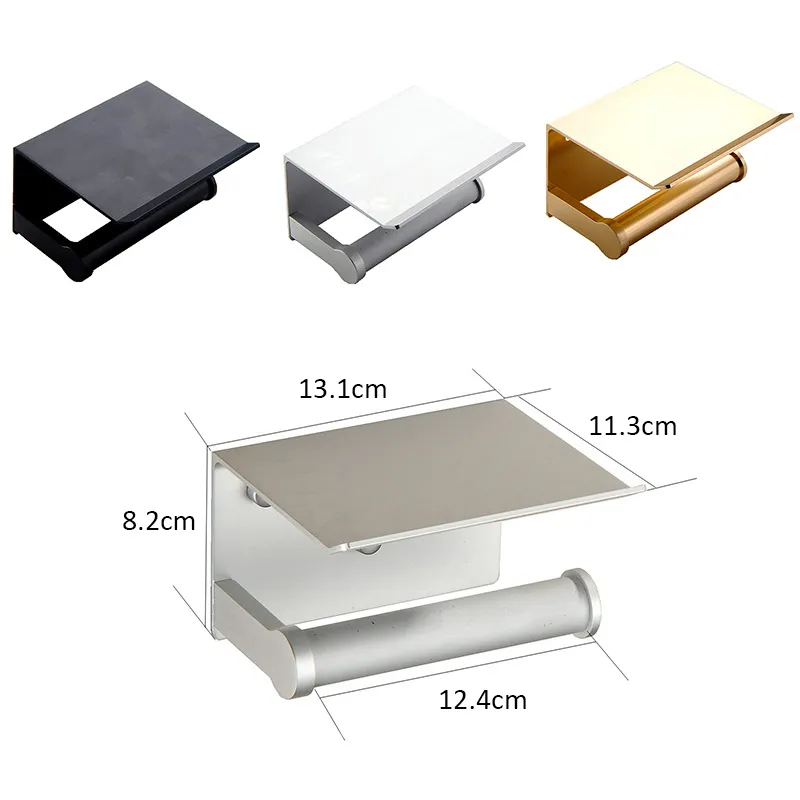 Aluminium toiletpapierhouder met telefoonplank badkamer tissue houder toiletpapier houder houder badkamer opslagrek accessoire