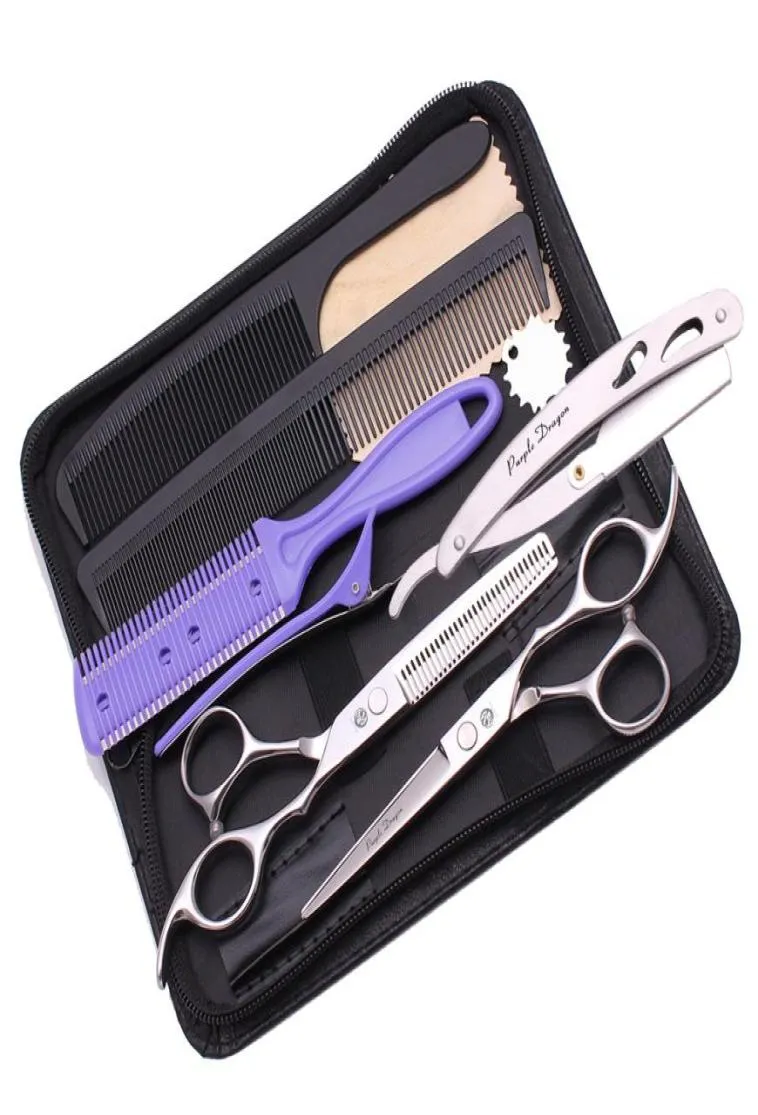 Haarschaar set 55quot 65quot 65quot Japapese roestvrij glanzende professionele haarschaar kapperskapje shears Hairc3211123