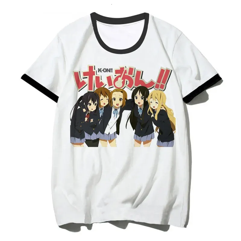 k-on tshirt menグラフィックホワイトTシャツヴィンテージグランジ日本語Tシャツグラフィック美学240410