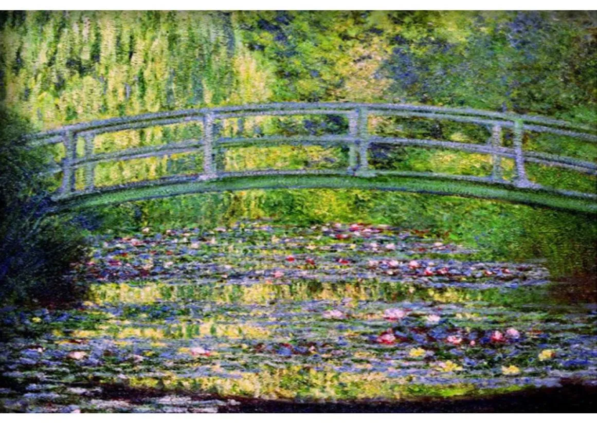 Handgjorda konstverk dukmålningar av Claude Monet det vattenliljande dammet med den japanska brobilden för sovrumsdekor6392967