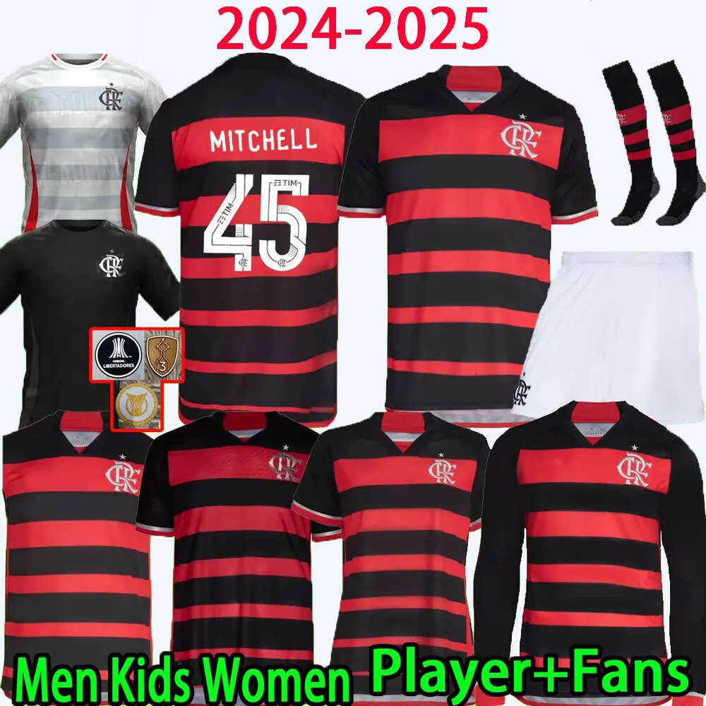 2024 2025 Shirts de football Men Set Set Kids Kit Kit Femmes 24/25 Jerseys de football Flamengo Camisa de Futebol Long Manche Pedro Diego Gerson Gabi Lorran Pulgar Fans Play