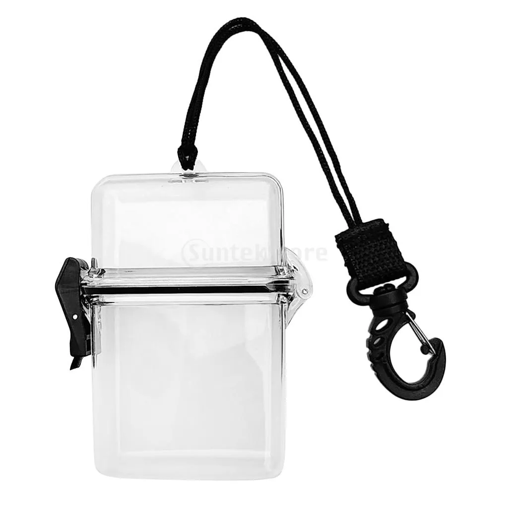 Scuba Diving Kayaking Waterproof Box Gear Accessories Container Case & Rope Clip for Money ID Cards Keys