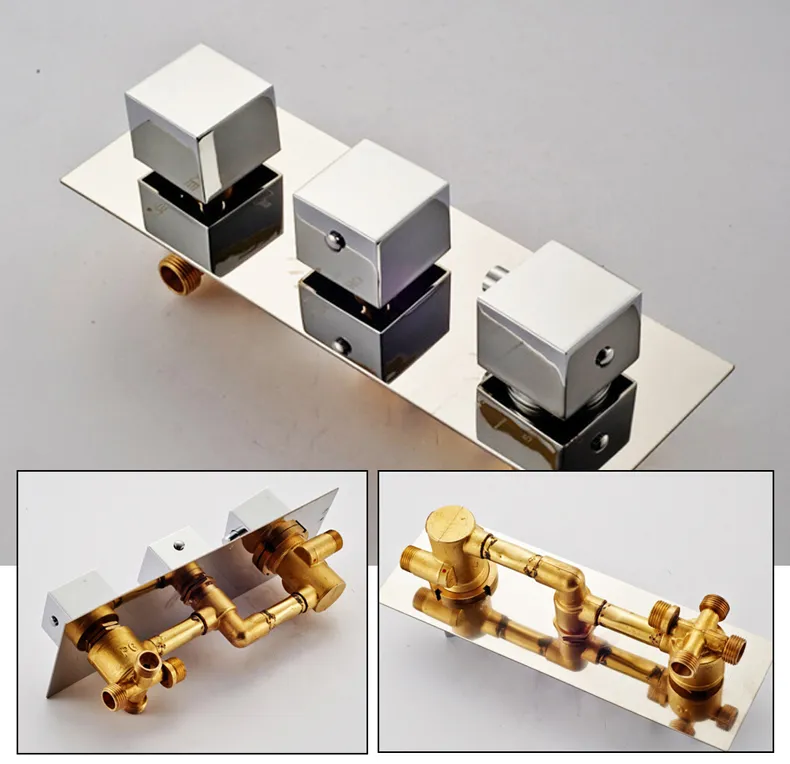 Chrom -Thermostatische Mischventil -Temperaturregelreduscharmaturen Ventil Messing 3 Händeduschmixerventil