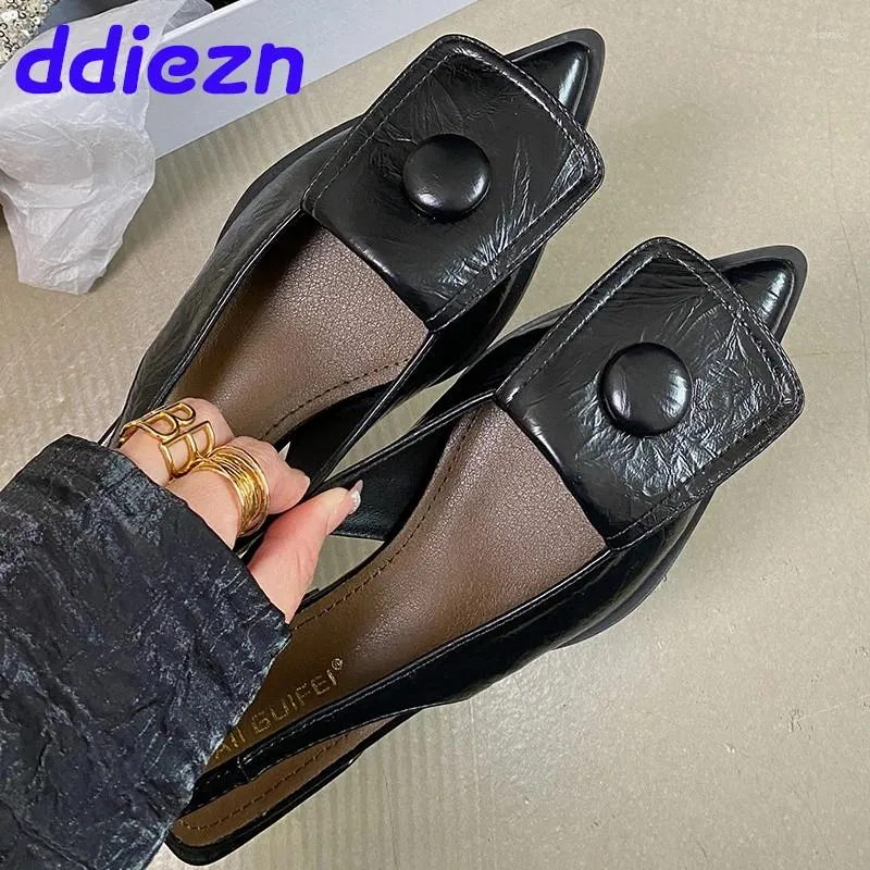 Sandalet Moda Sığ Kadınlar Düşük Topuk Ayakkabı 2024 Ayakkabı Slingbacks Hip Toe Ladies 3cm