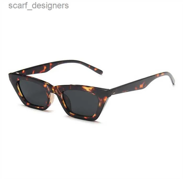 Lunettes de soleil Lunettes de soleil Retro Leopard Print Small Frame Lunes Eyes Cat Y240410NPYSY240413NPYS