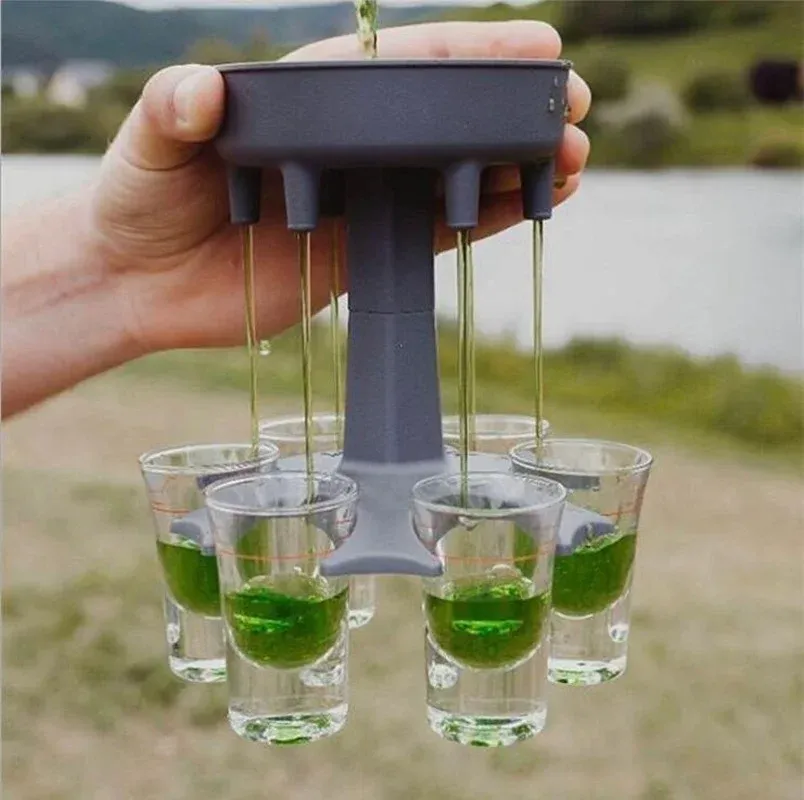 Vidro Dispenser E Suporte Para Festa, Liquor Divisor, Derramando Vinho Bebida, 6 Tiro