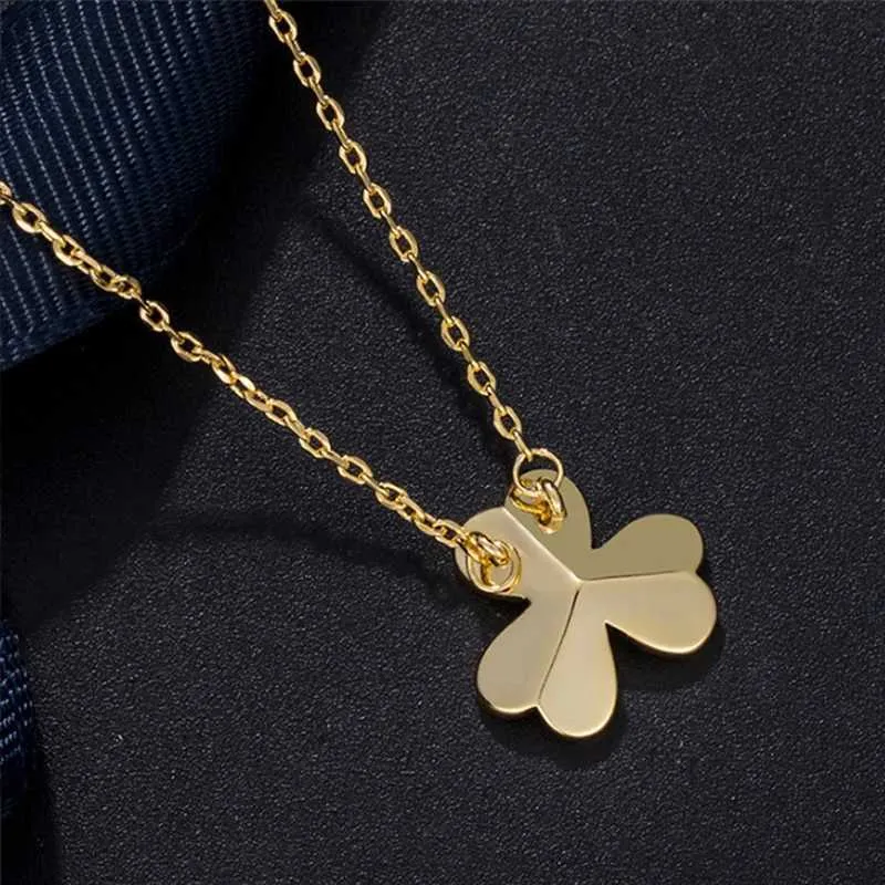 Pendant Necklaces Three Flower Necklace Fanjia Clover Smooth Face Three Petal Collar Chain Factory Direct Sales 240410