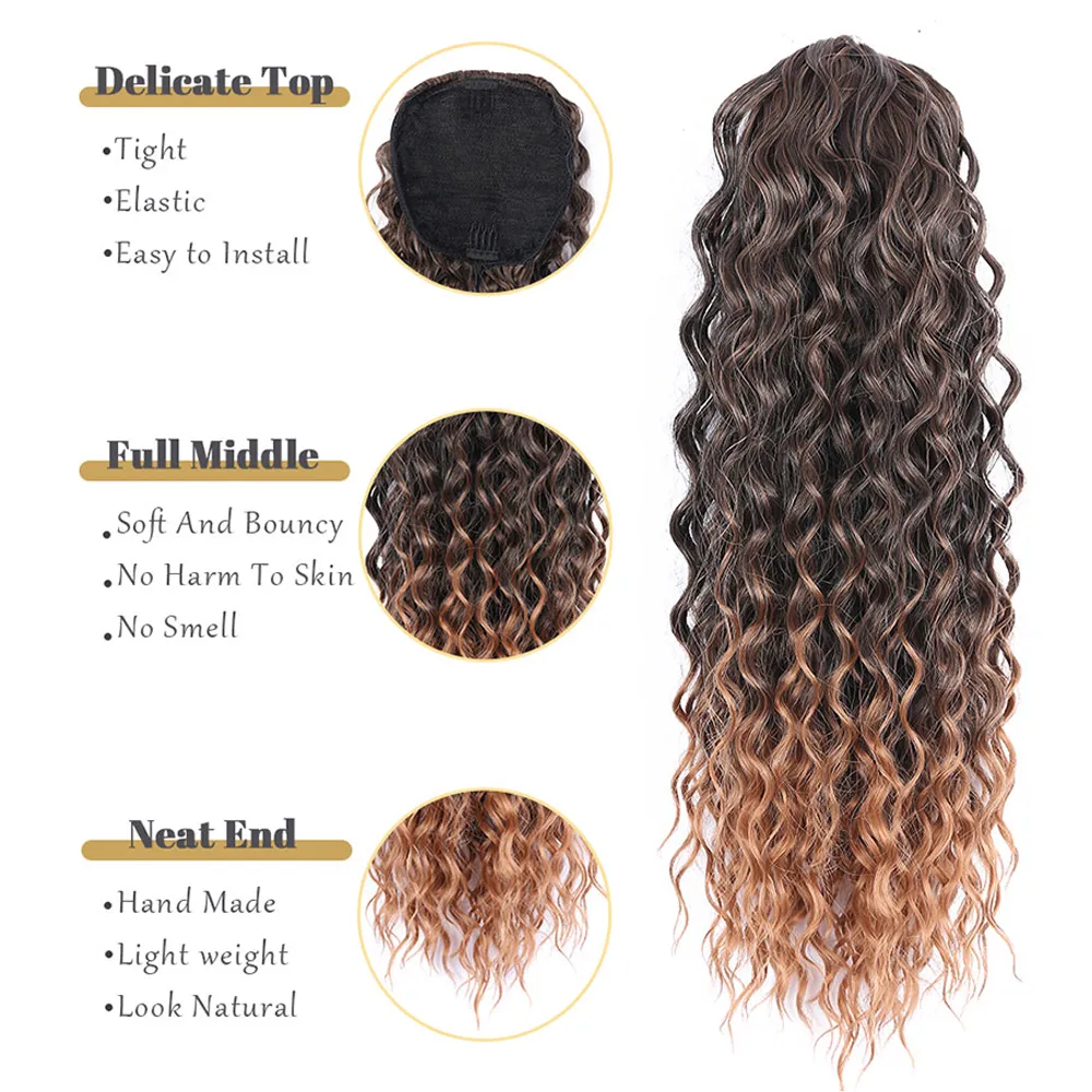 Extensions de cheveux en queue de cheval profonde Synthétique Charming Hairnet Nettail pour femmes Festival Festival Festival Curly Wave Pliée 16 22inch