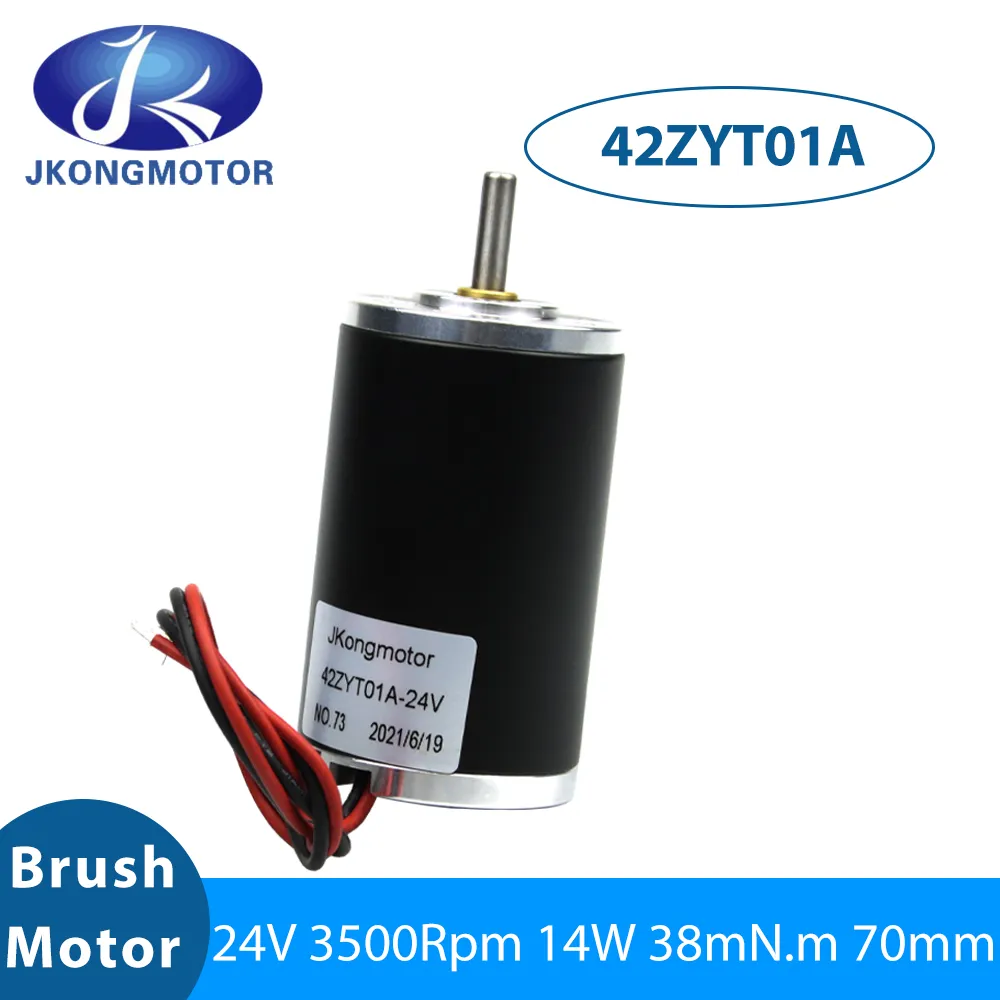 Jkongmotor 42ZYT01A 42ZYT01 Permanent Magnet DC Motor Brush Motor 24V 14W 3500Rpm 38mN.m Brushed dc Motor