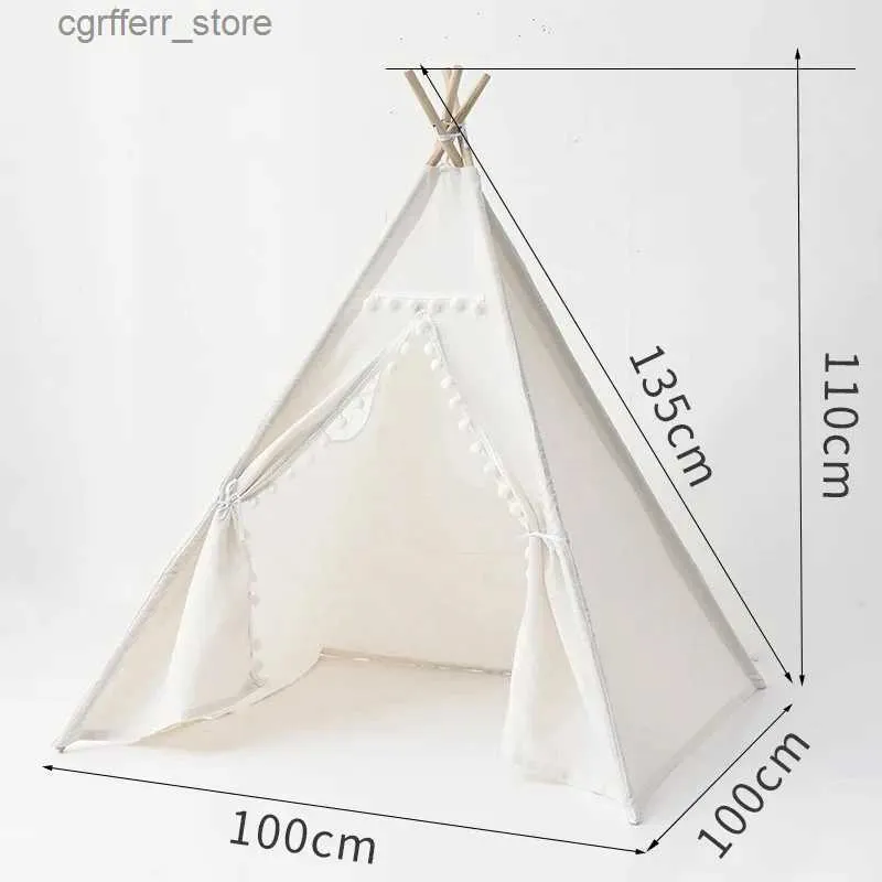 TOY TENTS الأطفال المحمولة خيمة TIPI PLAY HOUSE COTTON COTTON CANVAS Indian Camping Tent Wigwam Child Teepee Party Room Gift Toy Barraca L410