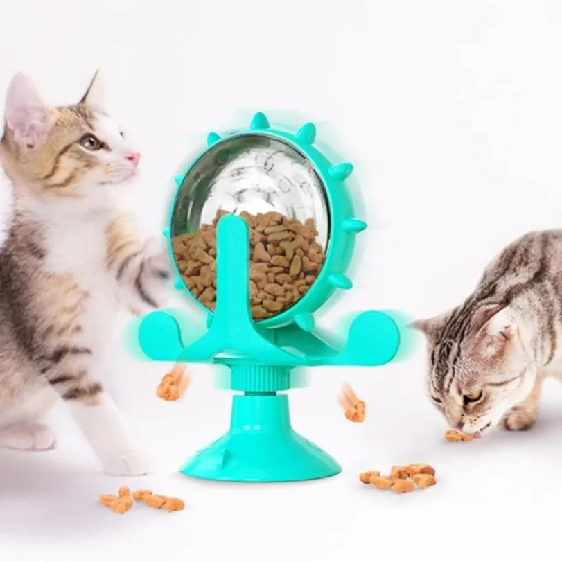 Cat Bowls matare Pet Dog Rotating Wheel Feater Bowl för hundar Multifunktionell läckande leksaksmat Foderbehållare286f