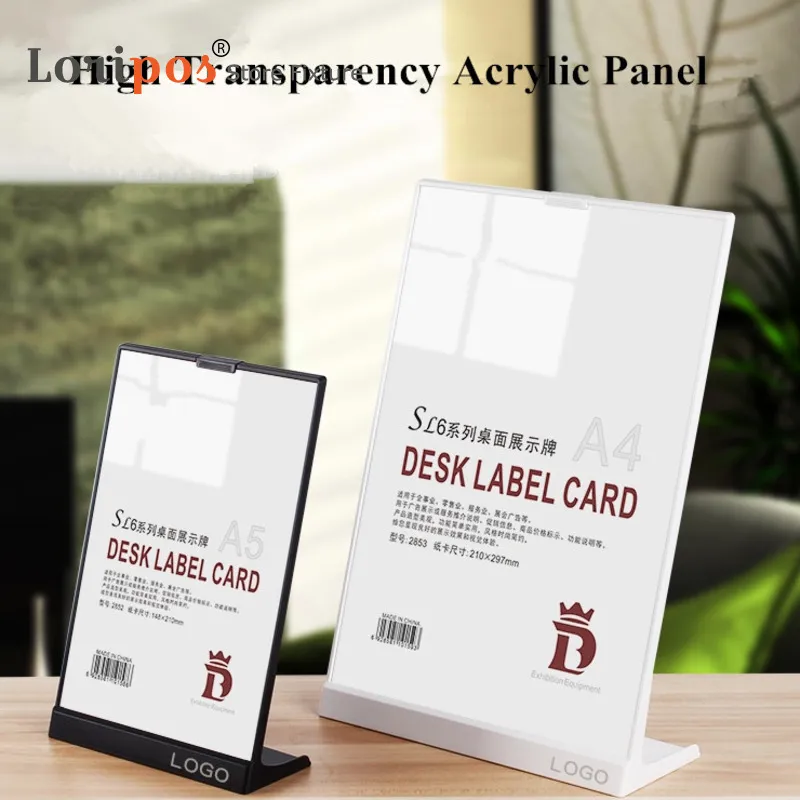 10pcs L Shaped Acrylic Desk Price Tag Holder Clear Acrylic Table Sign Label Frame Desktop Display Stand Paper Name Card Holders - 21