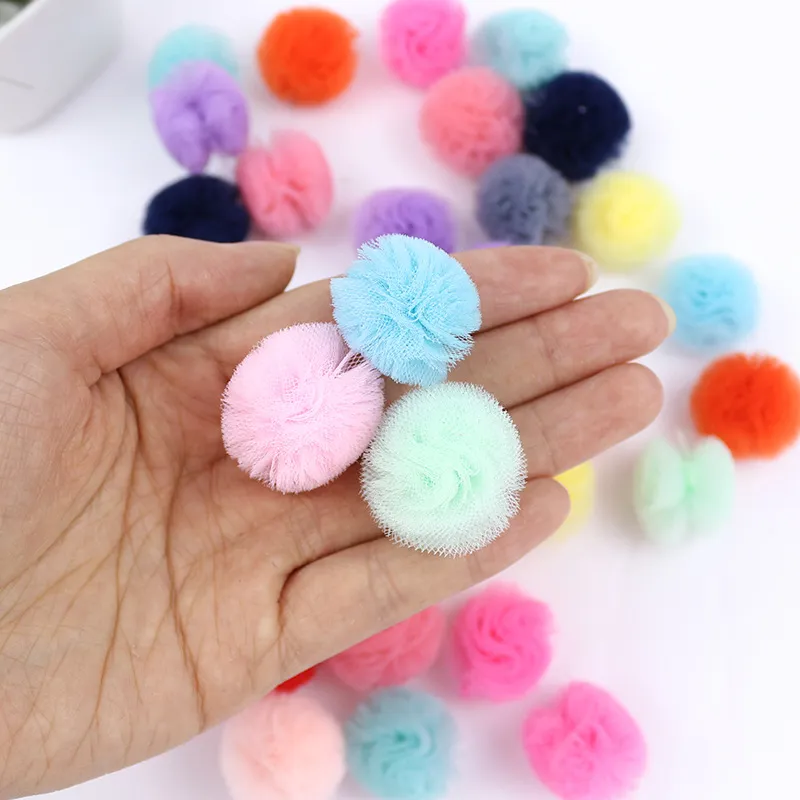 25 mm Corea Ballo in pizzo Garza fai da te Pompoms Flower Pompom Craft Mesh Pendente in tulle per le forcine che producono gioielli accessori