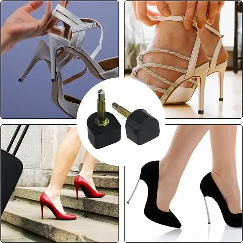 10 piezas de zapatos negros para mujeres negras consejos de reparación de tacón alto Pins tacones de tacón protege el reemplazo