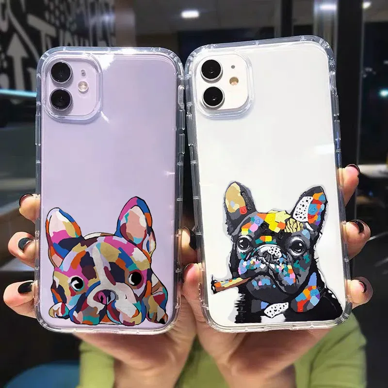 Pug Dog French Bulldog Shock -Resect Phone для iPhone 14 15 11 12 13 Pro Max 8 7 Plus X XR XS PARY LOVER FREW