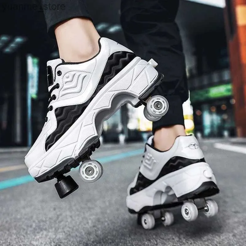 Inline Roller Skates Deformation Shoes Dual Purpose Double Row
