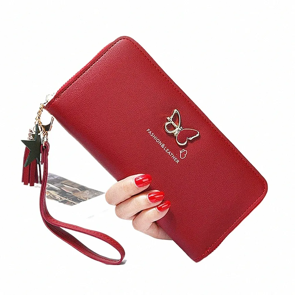 fi Butterfly Women Wallet Wrist Handle Phe Case Lg Secti Mey Pocket Pouch Handbag Women's Purse Card Holders 2023 S9hl#