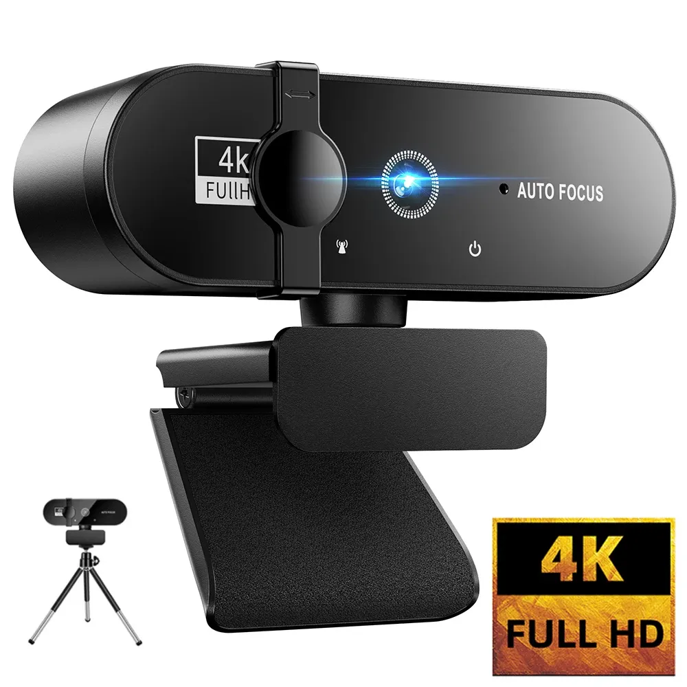 Веб -камеры веб -камера для ПК Web Camera Mini Web Cam с микрофоном USB Webcan Autofocus 4K 2K 1080p Full HD Camera для компьютерного ноутбука