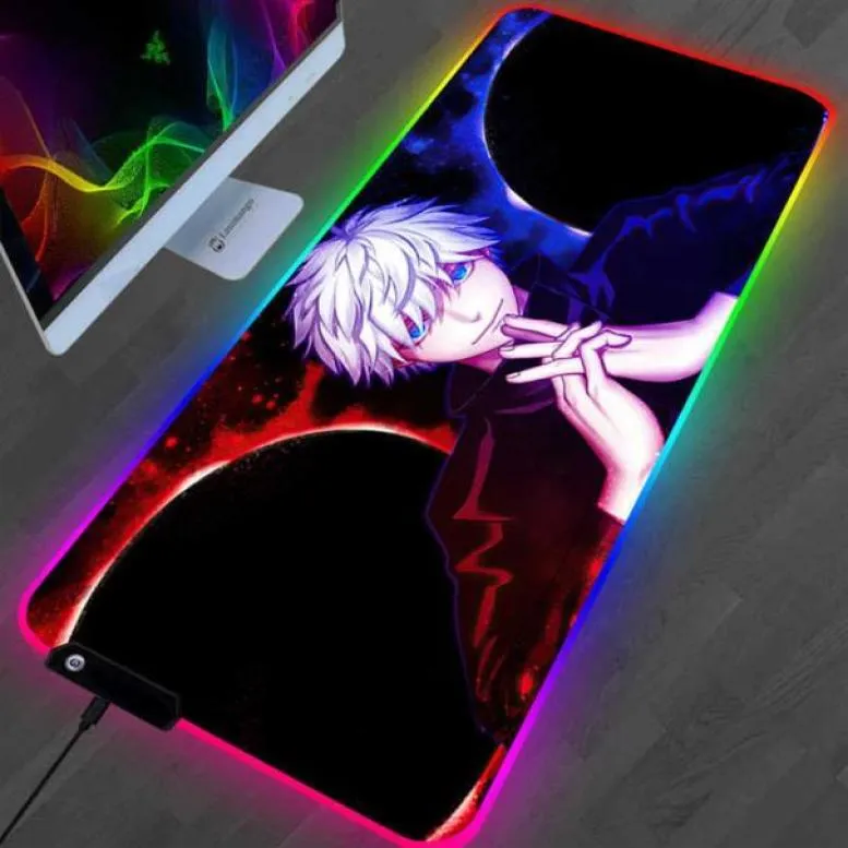 Accessori da gioco per mouse anime rgb kawaii accessori da gioco gojo satoru gamer per gamer completo tastiera tastiera per computer jujutsu kaisen mousepad y5551090