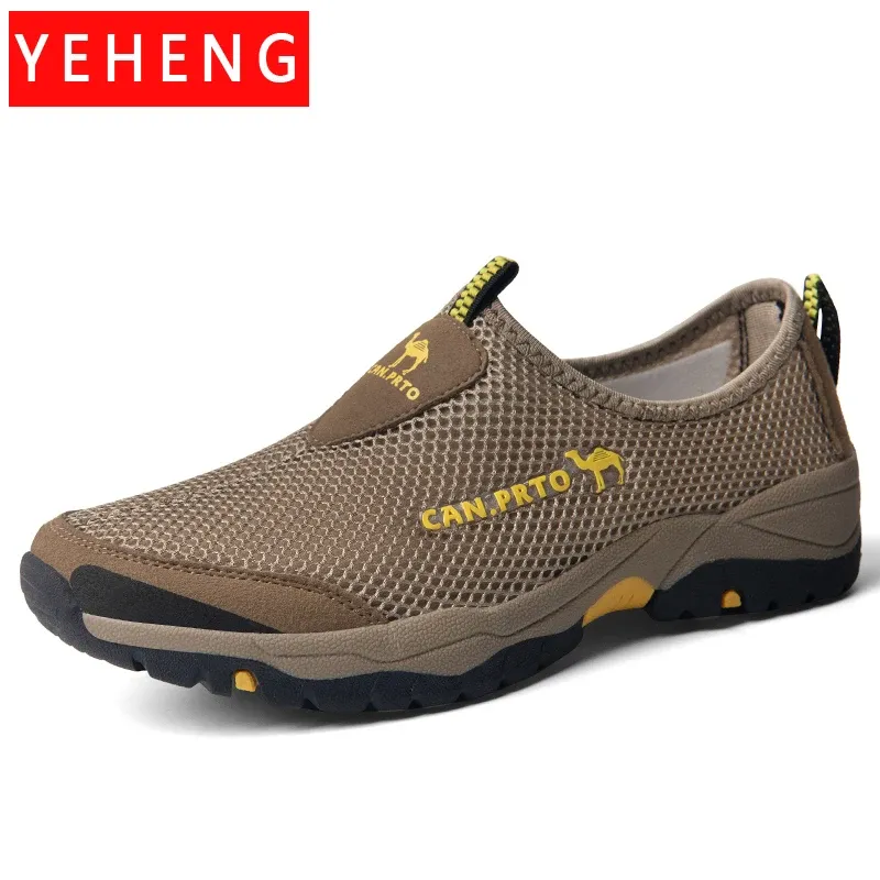 Boots New Summer Men's Casual Shoes Mesh Breathable One Pedal Light Comfortable Walking Shoes Outdoor Men Sneakers Wading Hiking Shoes