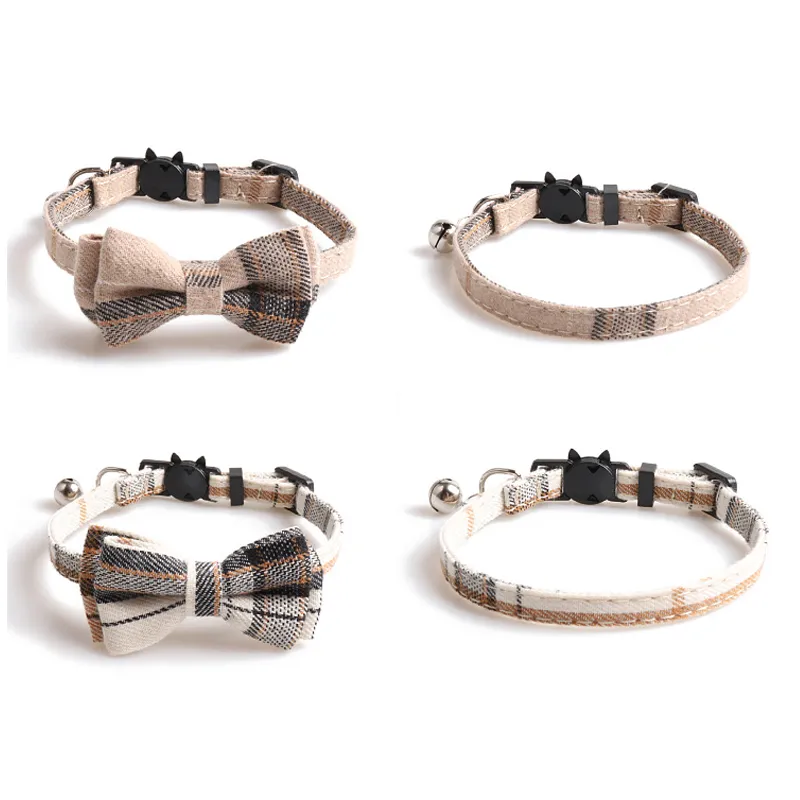 Plaid huisdieren kat kraagaccessoires verstelbare kitten slabbetjes schattige bowknot chihuahua bandana veiligheid buckle puppy konijnen ketting