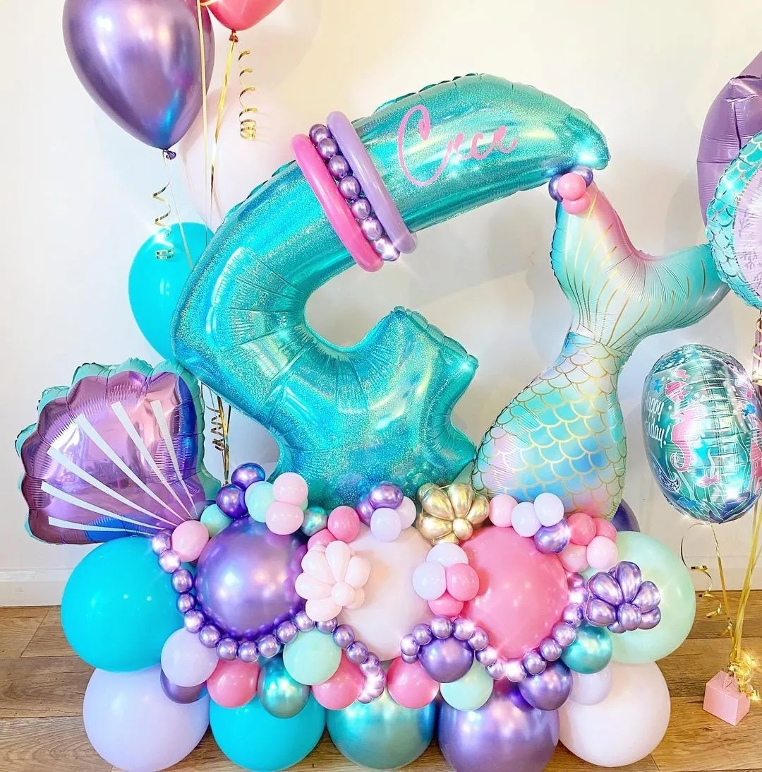 1Set Mermaid Birthday Flaky Paper Geloso per gelatine Piatti di carta Cupcake Stand per decorazioni per feste di compleanno della sirena