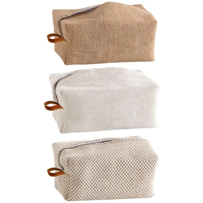 Linen Tissue Box Holder Decoration Cloth Tissue Cover Pouch Container for Home Kitchen Napkin Papers Countertop Car Restaurant- for cloth napkin holder