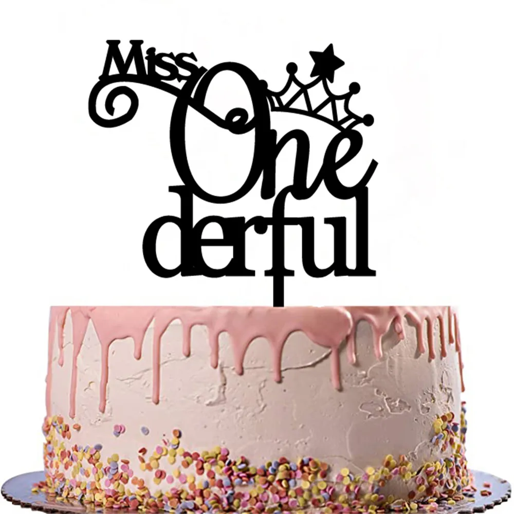 Fräulein Onederful Acryl Cake Toper Mirror Roségold Happy Birthday Party ein Derful Wood Girl erste Geburtstagsdekoration