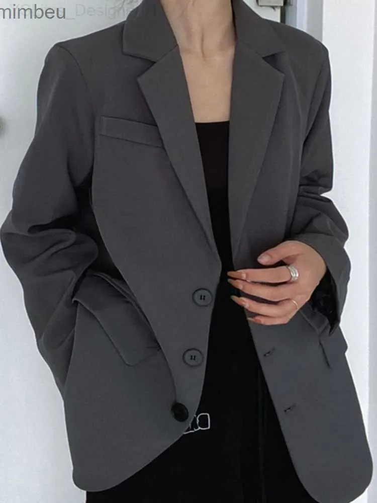 Blazer da donna Blazer Insozkdg Spring Autumn di alta qualità Donne eleganti Colore Solido Oversize Giacca blazer per blazer blazer per donne autunno 2023 donne c240410