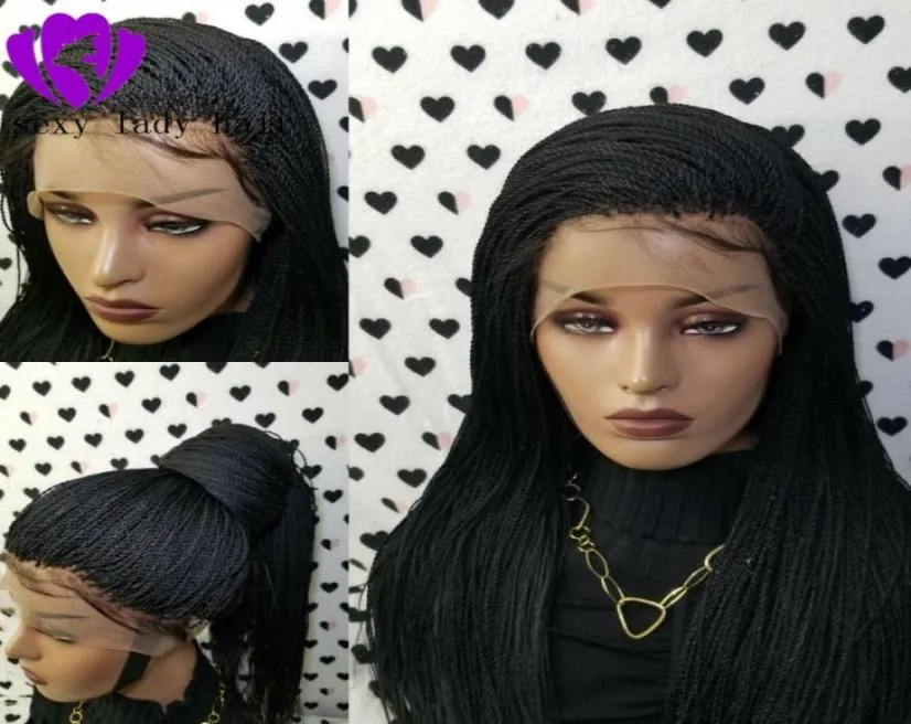 200 Perruques brésiliennes tressées de densité pour femmes noires tresses synthétiques perruque avant avec cheveux bébé4453786