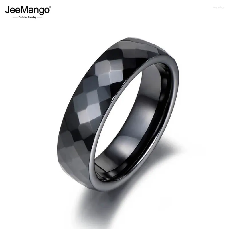 Pierścionki ślubne Jeemango Trendy Black White Cutting Ceramics Jewelry Classic Engagement for Women Annaux Anillos Jr18014