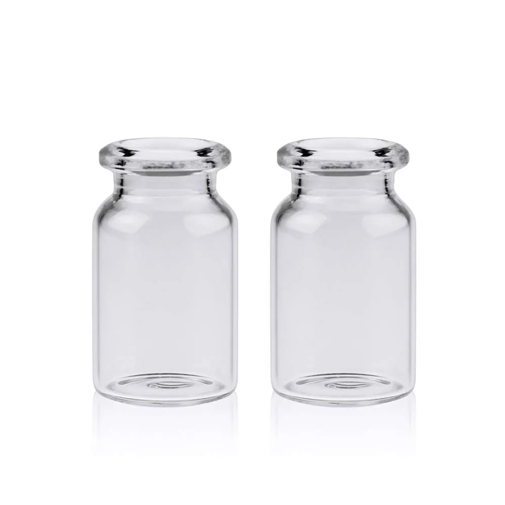 Borosilicate verre transparent plat bas inférieur de tête d'espace de tête d'espace, finition biseautée, cou court, capacité de 5 ml, 22x35 mm, boîtier de 1