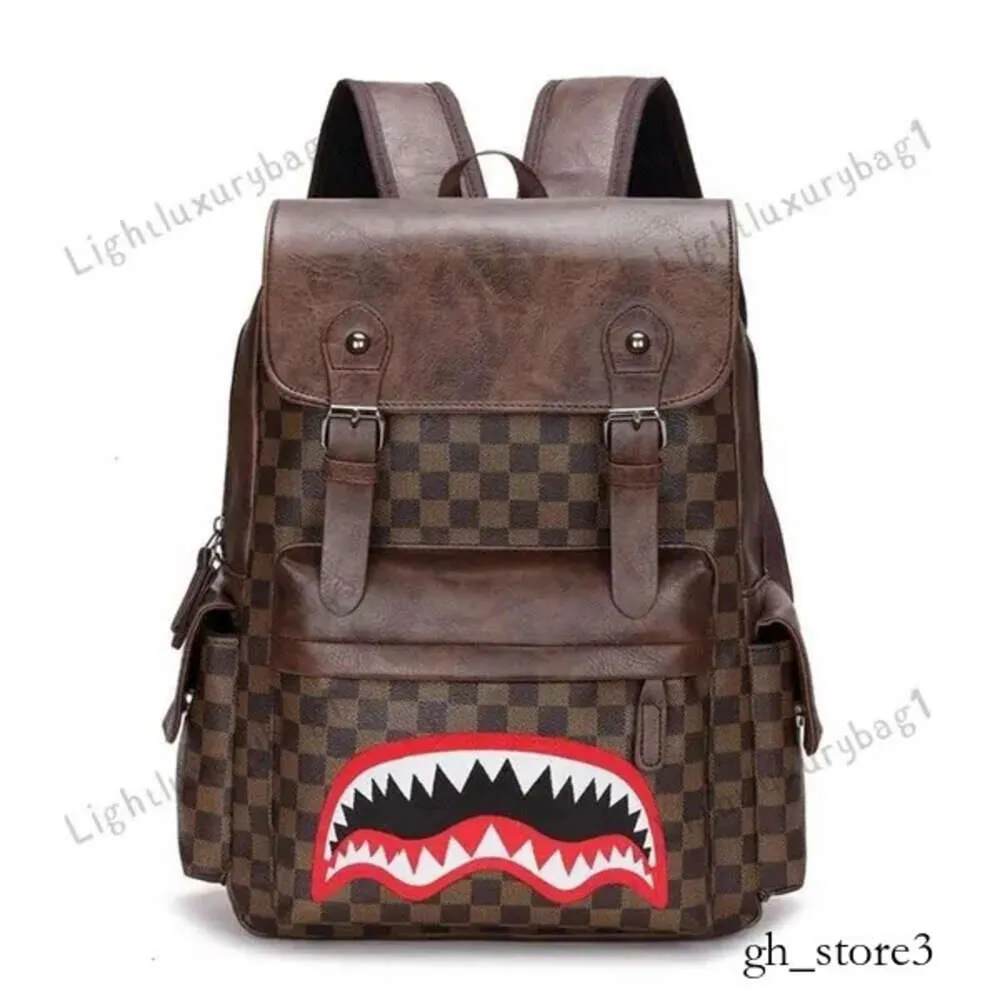 DHgate Unisex Plaid Shark Pattern Backpack Large Capacity Travel Bag Computer Bag School Bag 230220 622 Bags Luggage Accessories