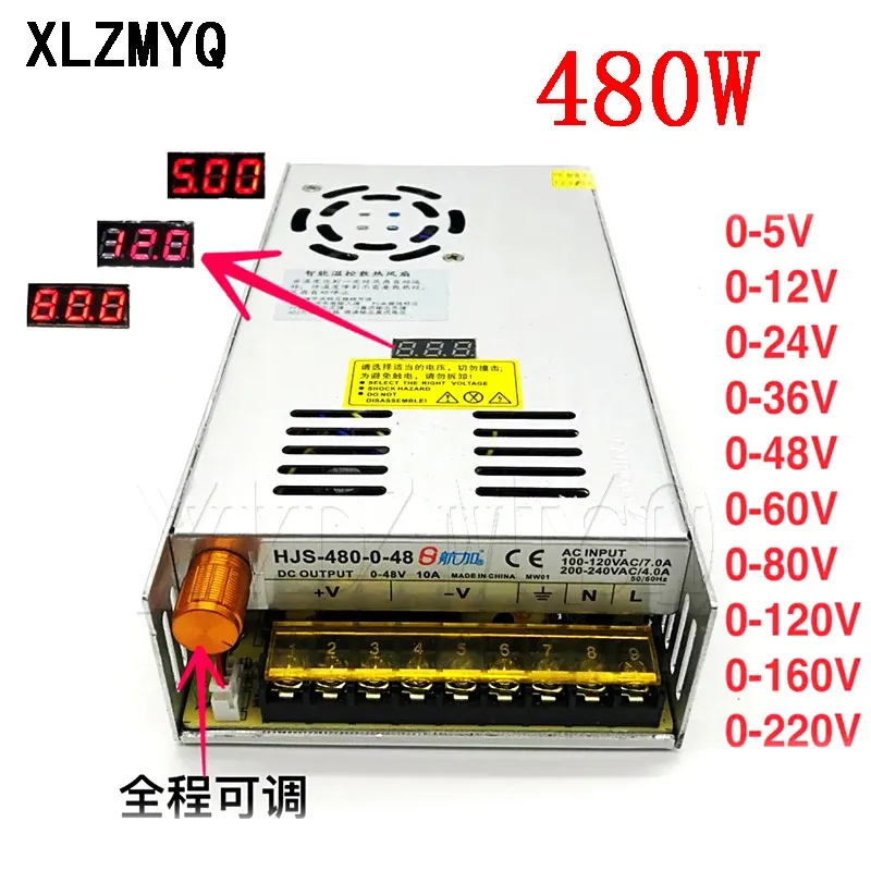 AC-DC 110V 220V 480W Digitale display Switching voeding Verstelbare spanning 0-5V 12V 24V 36V 48V 60V 80V 120V 220V 4A 10 20 A