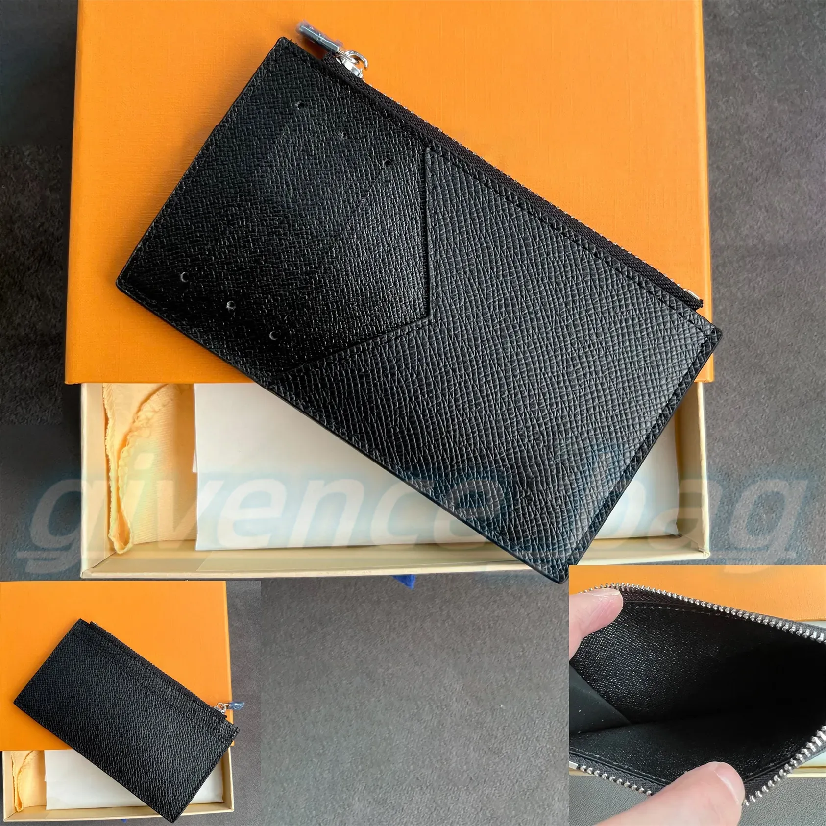 Designer Zippy Wallet Coin Card Holder Womens Coin Purses Luxurys Leather Cardholder Long Key Wallet Black Purse