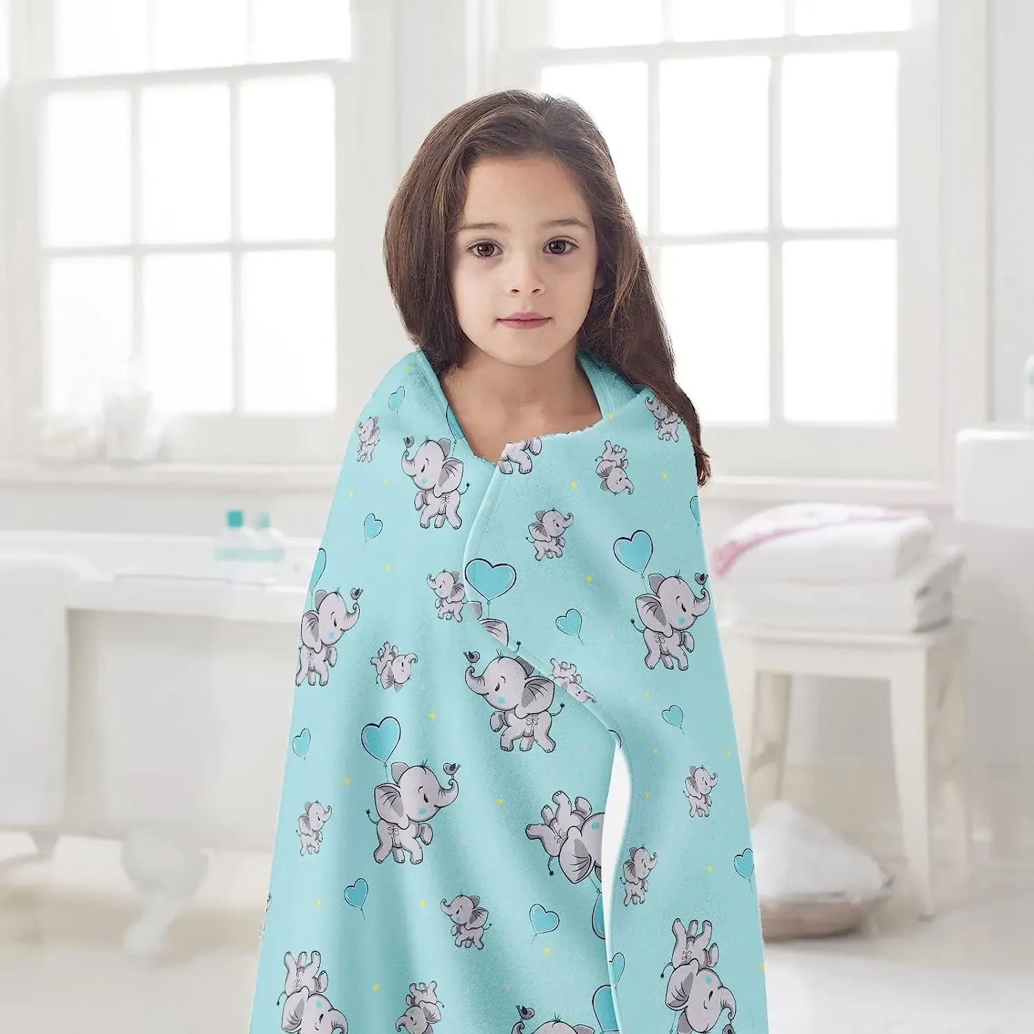 Elefantwurfdecke für Jungen, weiche Flanellblaue Elefant -Kleinkinddecke, gedruckte Tier wirft Decken für Kinder