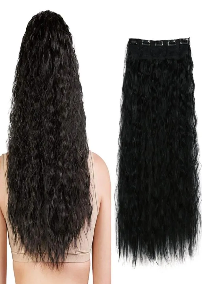 Synthetic Clip On Hair Extensions 5Clips 22Inch 120G High Temperature Fiber Curly Ponytails Hairpieces For Women7439199