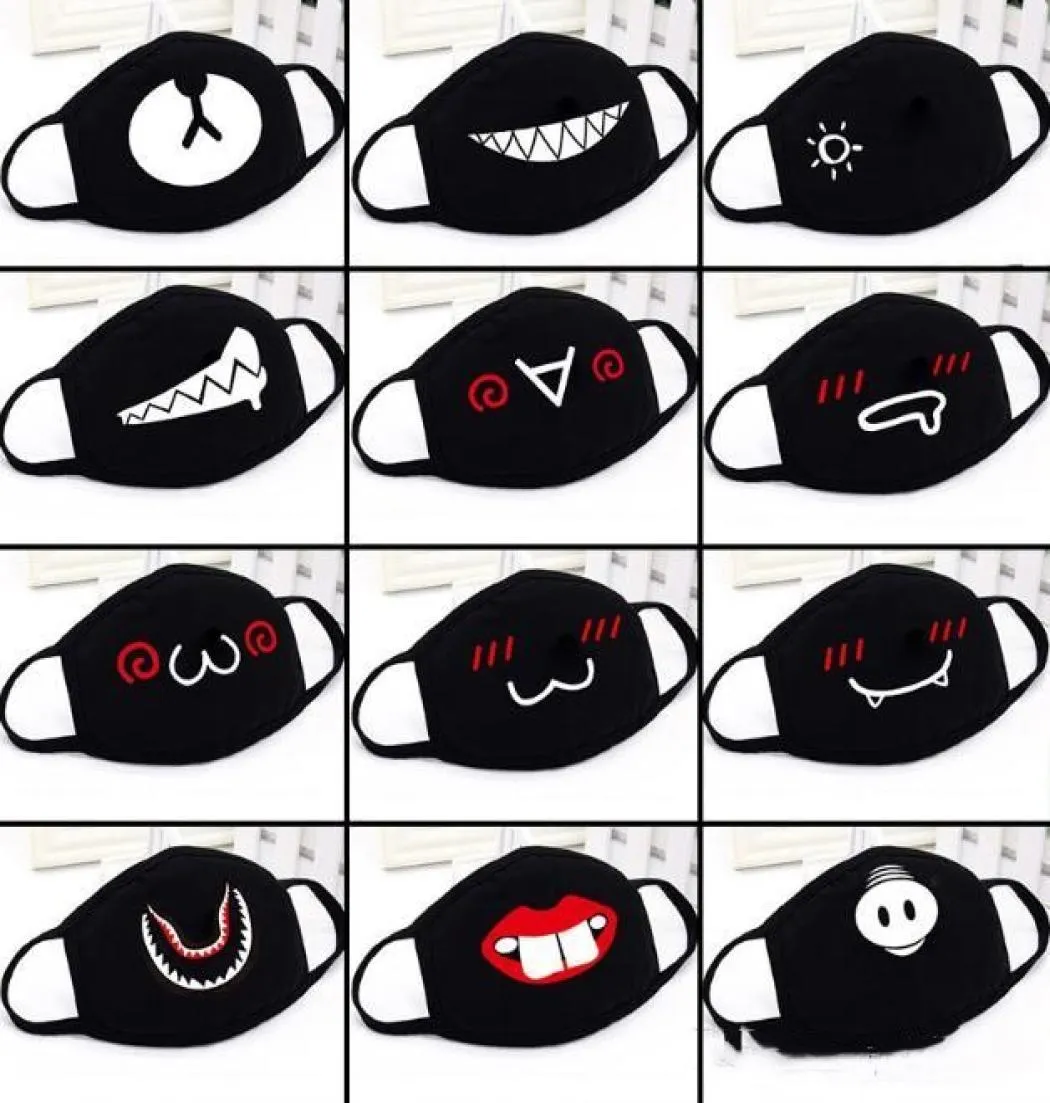 Anime mignon ours fête faciale masque adultes enfants amusant moitié inférieur face masque étouffant la poussière réutilisable masque en coton à vent chaud noir wh7566049