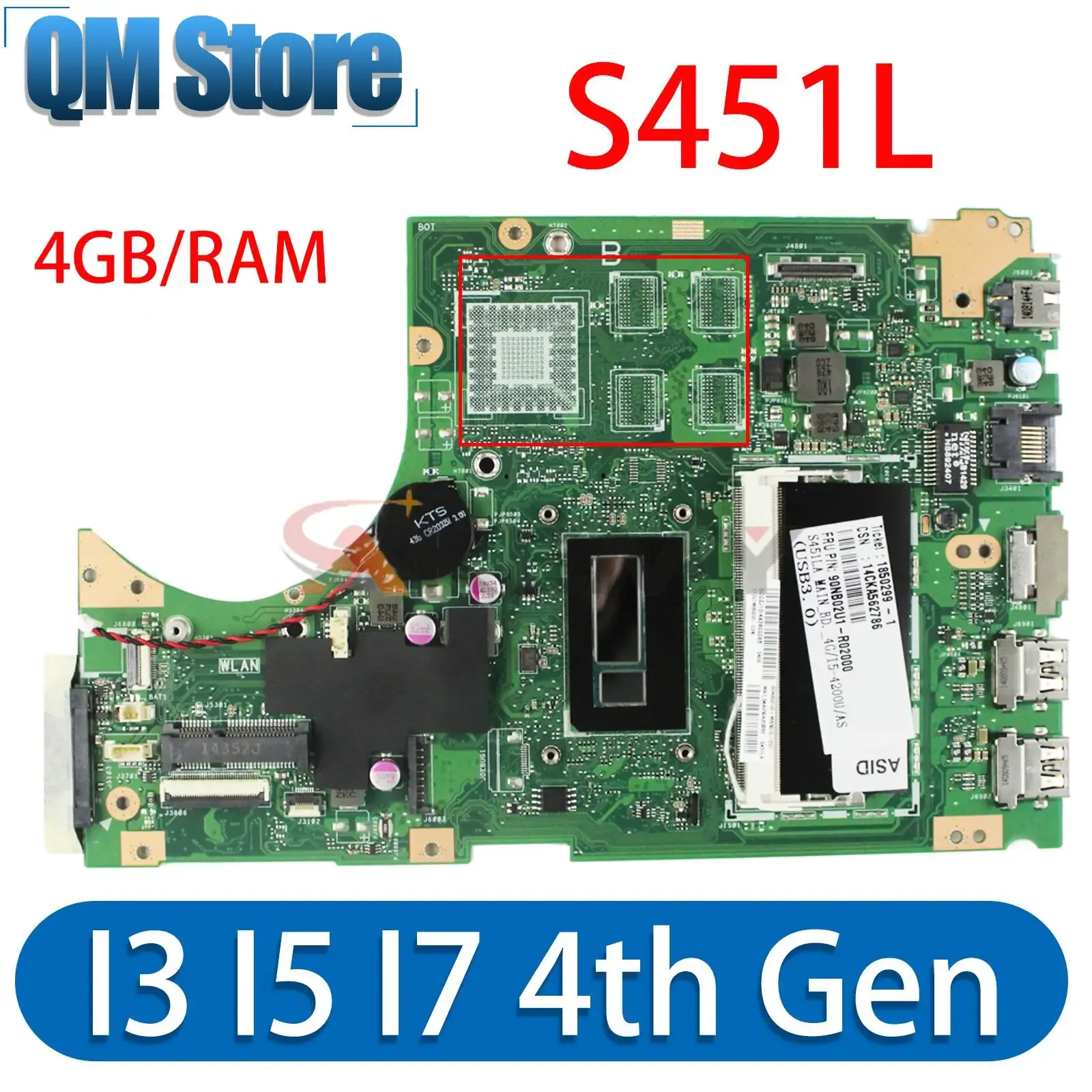 Scheda madre V451L Mainboard per ASUS S451L S451LN S451LB S451LA S451 R451L K451L Laptop Madono con I3 I5 i7 UMA/PM 4GB/RAM