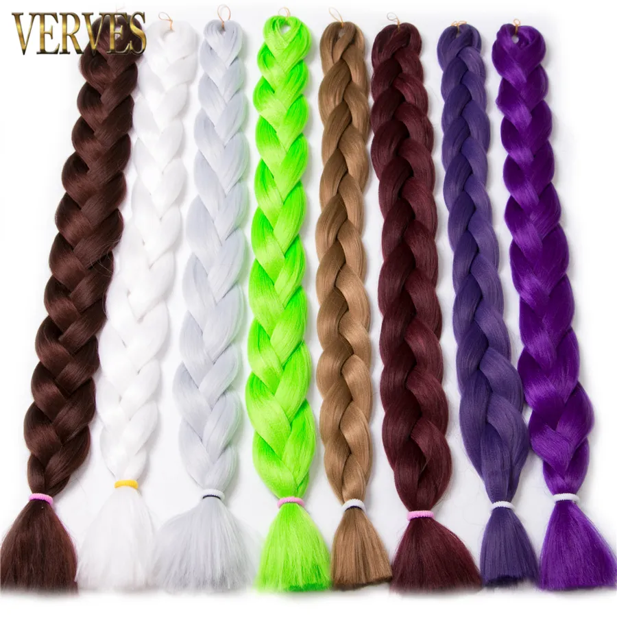 Verves cabelos de trança sintética 82 polegadas 165g/pcs colorido puro jumbo trança em massa de extensões de cabelo em estilo africano