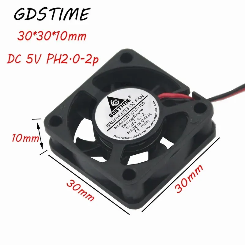 Soğutma Gdstime 5 adet 2pin 2.0 DC 5V 3010 3cm 30x30x10mm 7 Baldes fırçasız serin küçük soğutma fanı 30mm x 10mm