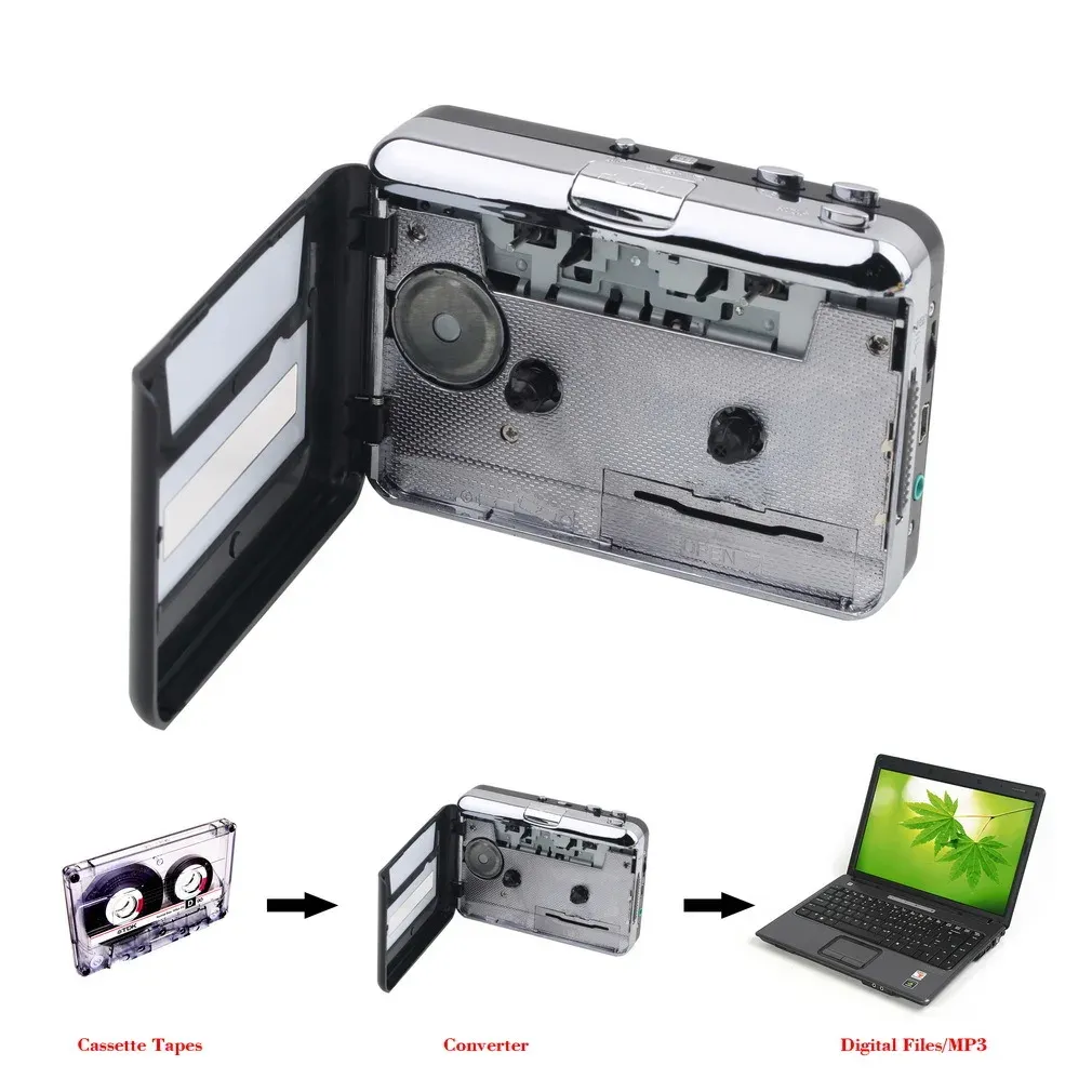 Jogador Cassette Player Player portátil USB Cassette Player Capture Cassette Recorder Converter Digital Audio Music Player DropShipp