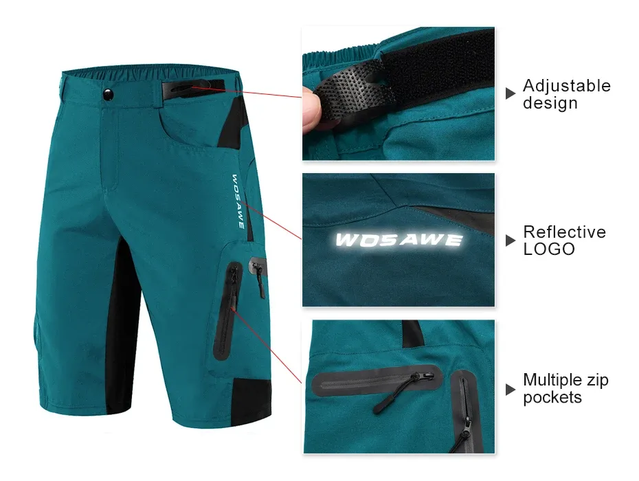Köp Billigt Online WOSAWE Men's Baggy Cycling Shorts MTB Mountain Road