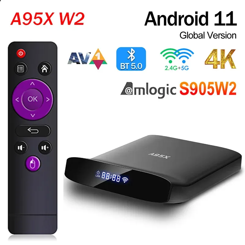 Box A95X W2 Android 11.0 Smart TV Box Amlogic S905W2 4GB RAM 64GB ROM BT5.0 5G Dual WiFi Media Player 2GB 16 GB A95XW2 Ustaw górne pole