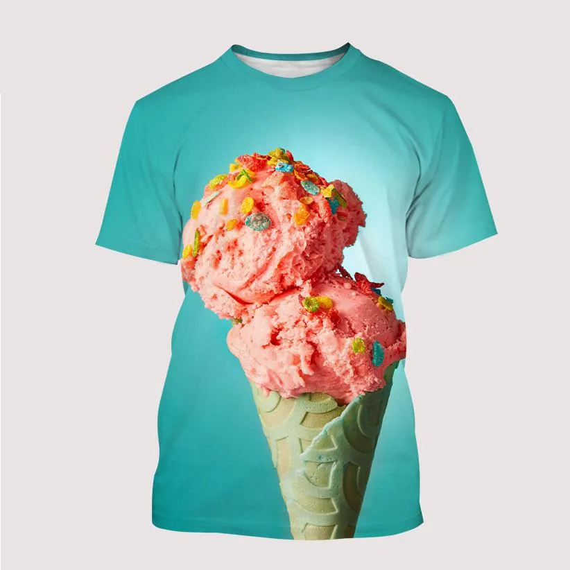 Nowy lodowe druk 3D Męskie i damskie koszulka dziecięca pyszny wzór jedzenia swobodny oddychający cienki letni top